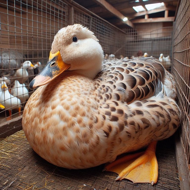 a duck the size of a horse, inside a large cage